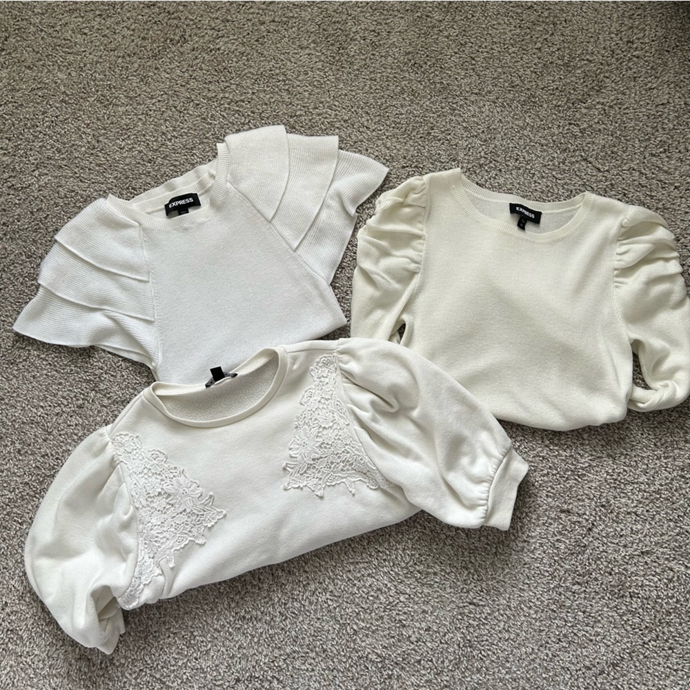Lot of 3 ivory EXPRESS Knit Tops (XS)